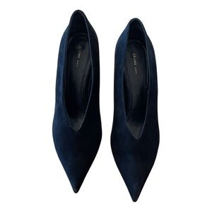 Celine v neck pumps. Phoebe philo era black suede heels size 39